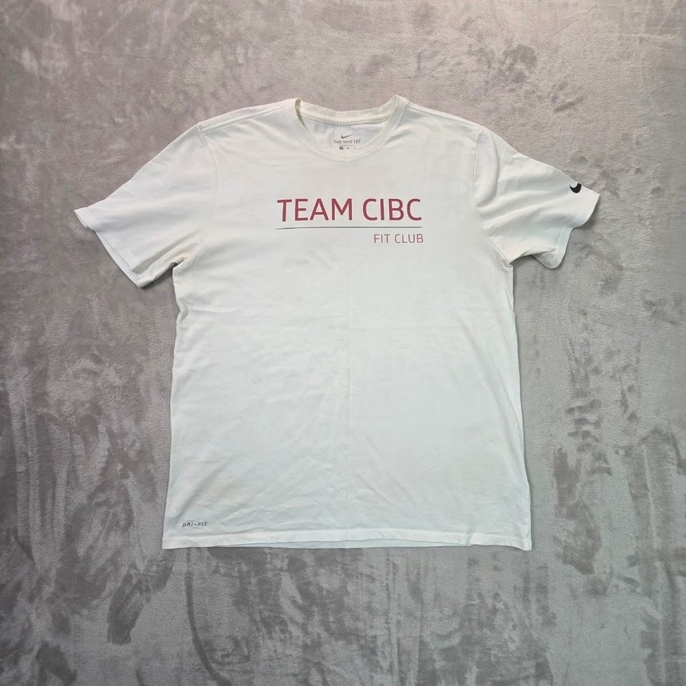 Nike Dri-FIT Team CIBC Fit Club T-Shirt Mens Large White Short Sleeve